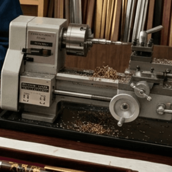 The single precision lathe used to turn the persimmon blanks